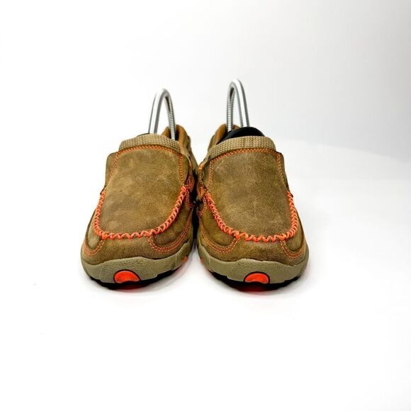 Twisted X Women's Driving Moccasins in Tan Leather w/Orange Accents Size 6.5M - Picture 2 of 8